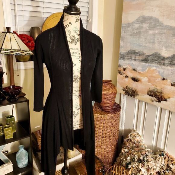 Kensar Classic Black Stylish Duster Cardigan Sz S - Picture 9 of 13